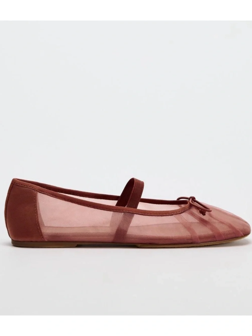 Zara Salmon Mesh Bow Ballet Flats